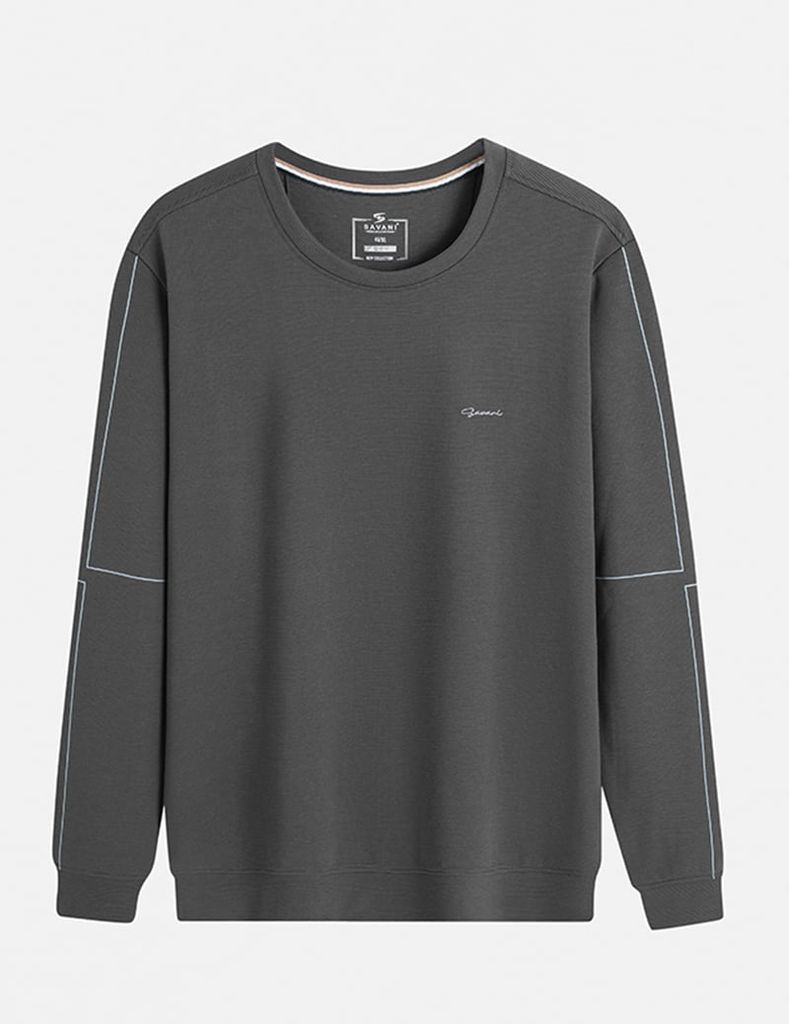 Áo nỉ cổ tròn nam in hai tay