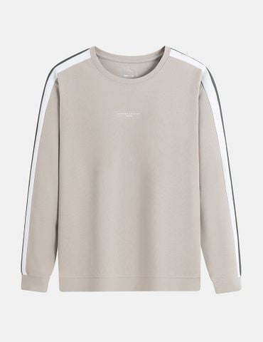 Áo nỉ cổ tròn nam vai phối màu