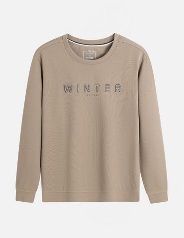 Áo nỉ cổ tròn nam hình thêu trước ngực