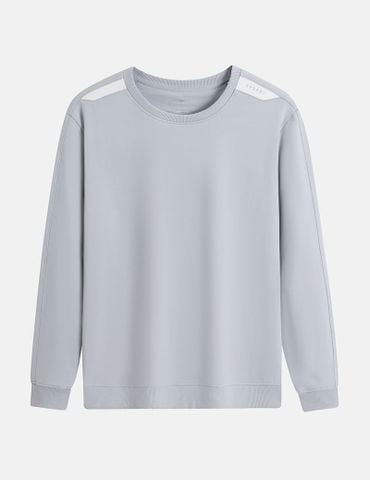 Áo nỉ cổ tròn nam phối vai khác màu