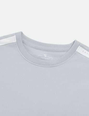 Áo nỉ cổ tròn nam phối vai khác màu