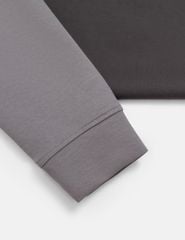 Áo nỉ cổ tròn nam phối tay