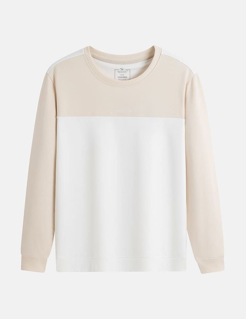 Áo nỉ nam cổ tròn phối màu thân trước