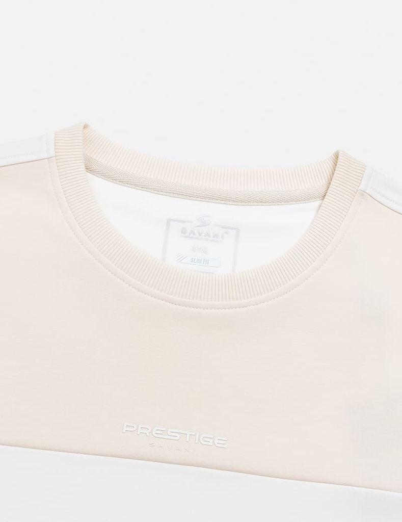 Áo nỉ nam cổ tròn phối màu thân trước