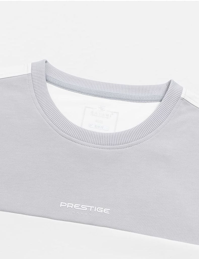 Áo nỉ nam cổ tròn phối màu thân trước