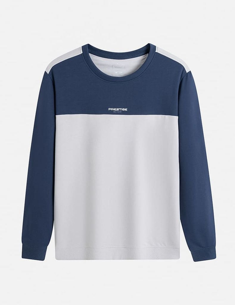 Áo nỉ nam cổ tròn phối màu thân trước