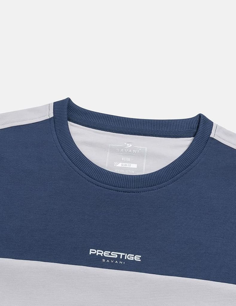 Áo nỉ nam cổ tròn phối màu thân trước