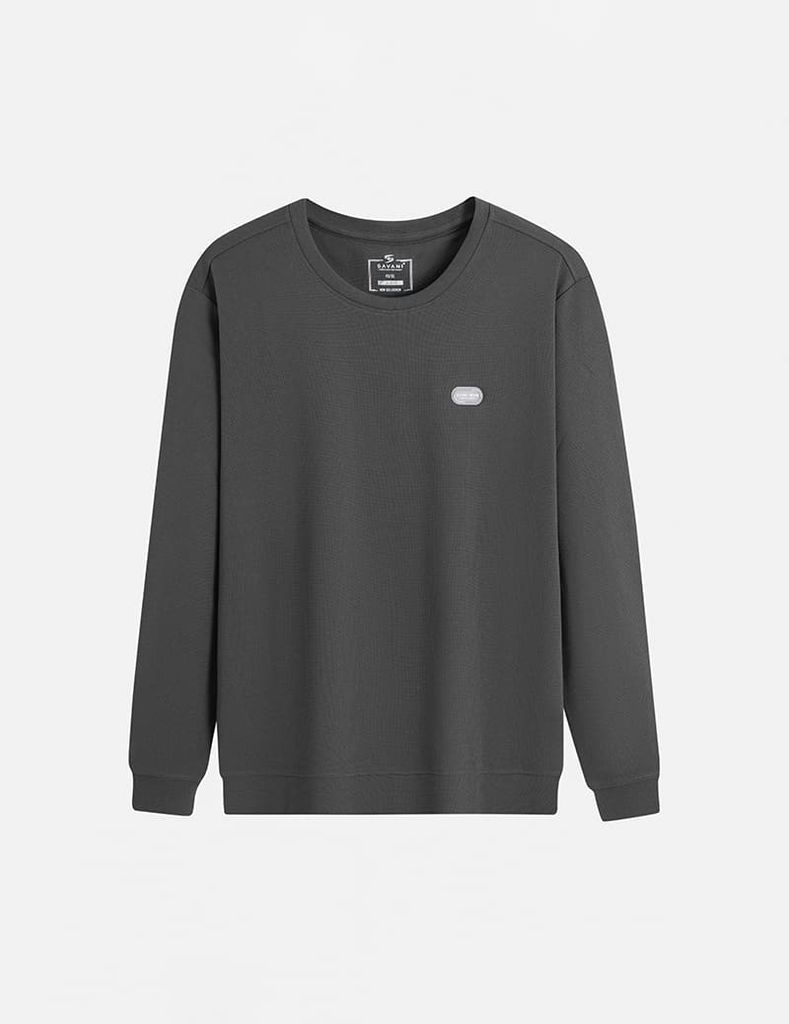 Áo nỉ nam cổ tròn mác cao su ngực