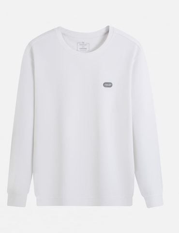 Áo nỉ nam cổ tròn mác cao su ngực