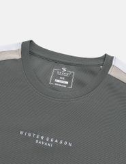 Áo nỉ cổ tròn nam vai phối màu