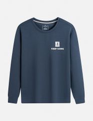 Áo nỉ nam cổ tròn đáp thêu ngực