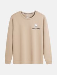 Áo nỉ nam cổ tròn đáp thêu ngực