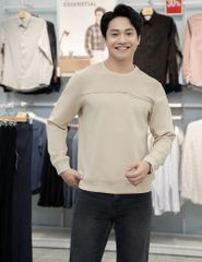 Áo nỉ cổ tròn nam phối thân trên hình in ngang ngực