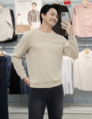 Áo nỉ cổ tròn nam phối thân trên hình in ngang ngực