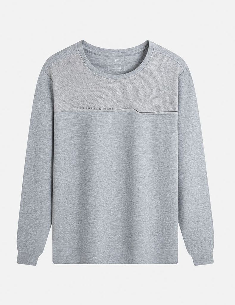 Áo nỉ cổ tròn nam phối thân trên hình in ngang ngực