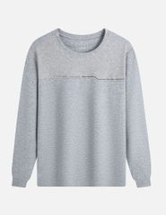 Áo nỉ cổ tròn nam phối thân trên hình in ngang ngực