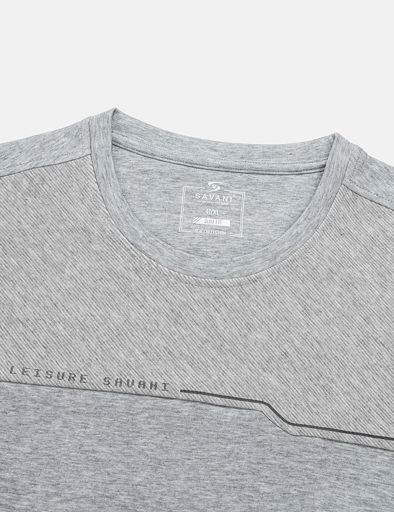 Áo nỉ cổ tròn nam phối thân trên hình in ngang ngực