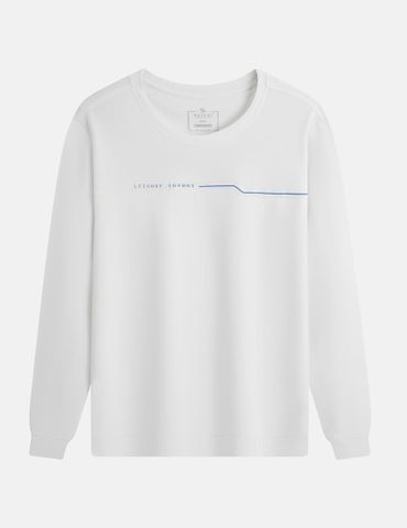 Áo nỉ cổ tròn nam phối thân trên hình in ngang ngực