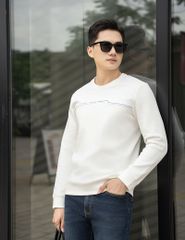 Áo nỉ cổ tròn nam phối thân trên hình in ngang ngực