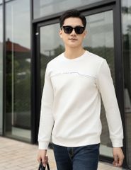 Áo nỉ cổ tròn nam phối thân trên hình in ngang ngực