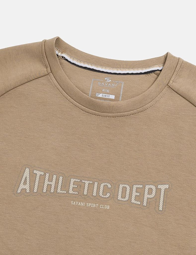 Áo nỉ cổ tròn nam in trước ngực