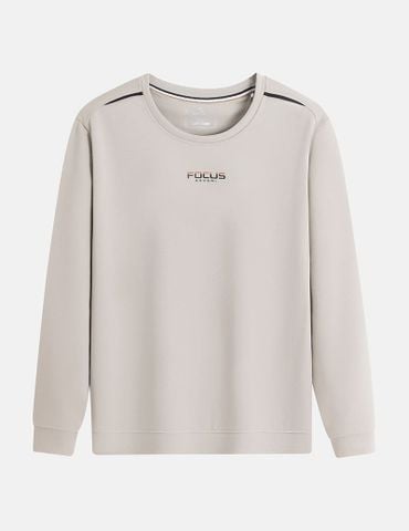 Áo nỉ cổ tròn nam phối lé 2 vai hình in trước ngực