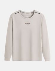 Áo nỉ cổ tròn nam phối lé 2 vai hình in trước ngực