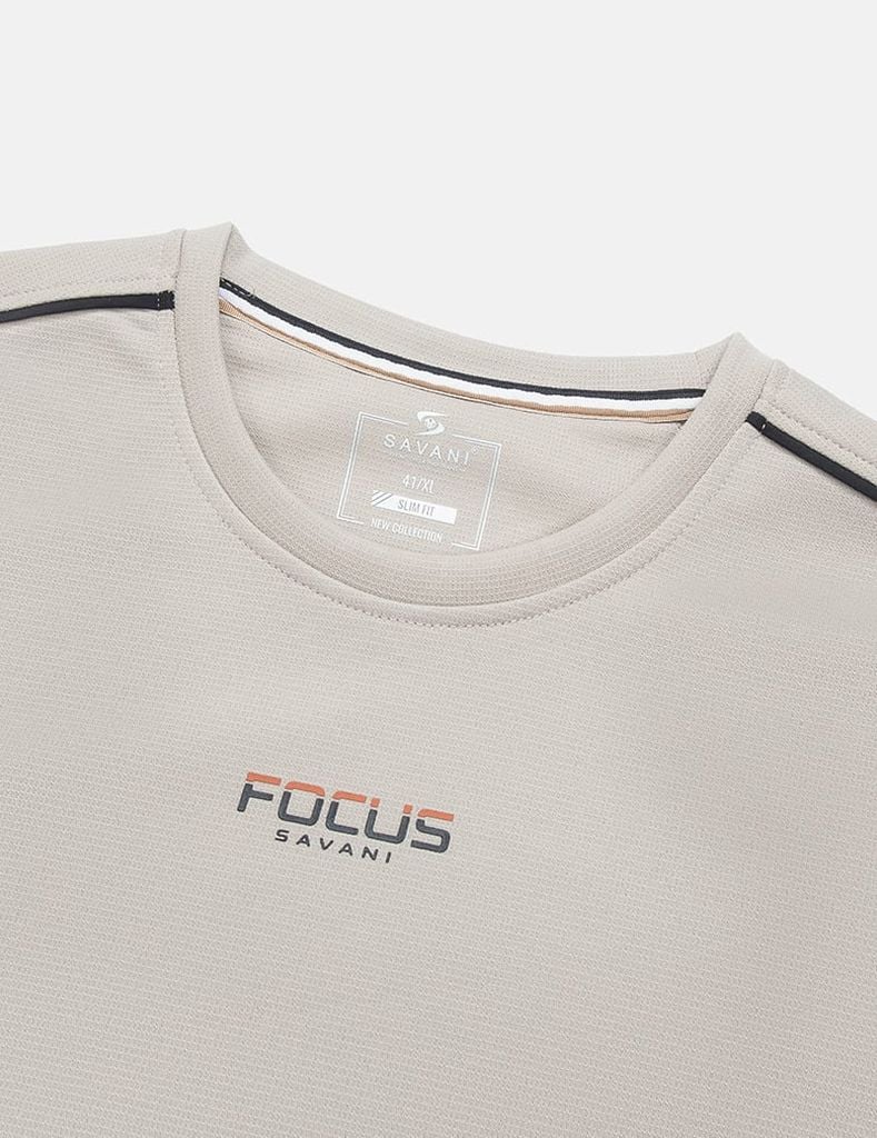 Áo nỉ cổ tròn nam phối lé 2 vai hình in trước ngực