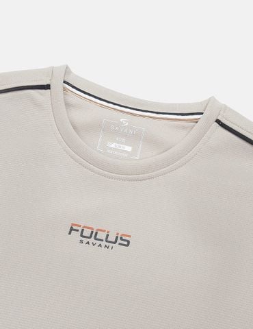 Áo nỉ cổ tròn nam phối lé 2 vai hình in trước ngực