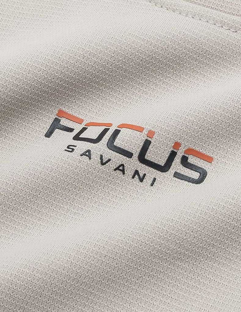 Áo nỉ cổ tròn nam phối lé 2 vai hình in trước ngực