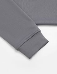 Áo nỉ cổ tròn nam phối lé 2 vai hình in trước ngực