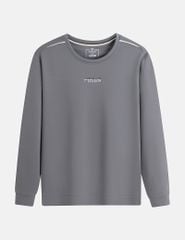 Áo nỉ cổ tròn nam phối lé 2 vai hình in trước ngực