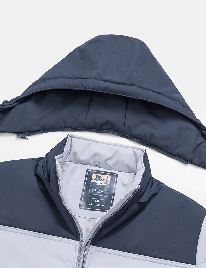 Áo phao chần bông nam mũ tháo rời