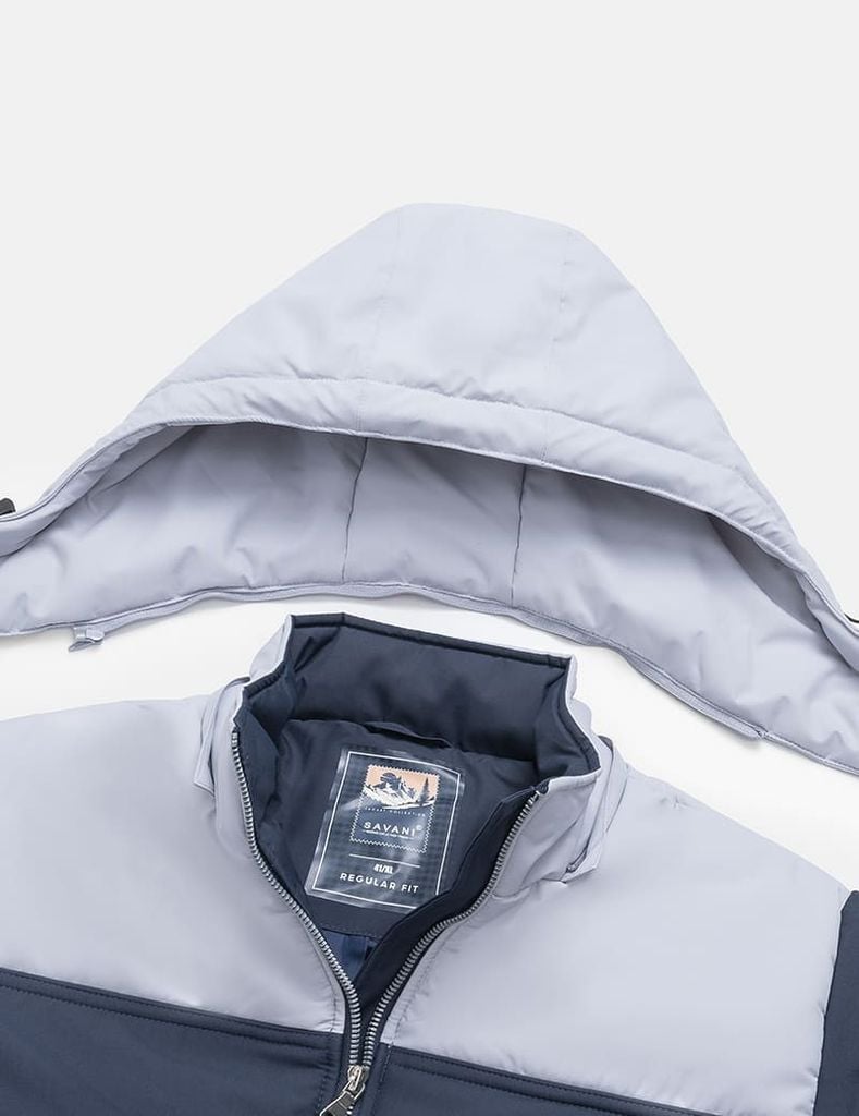 Áo phao chần bông nam mũ tháo rời