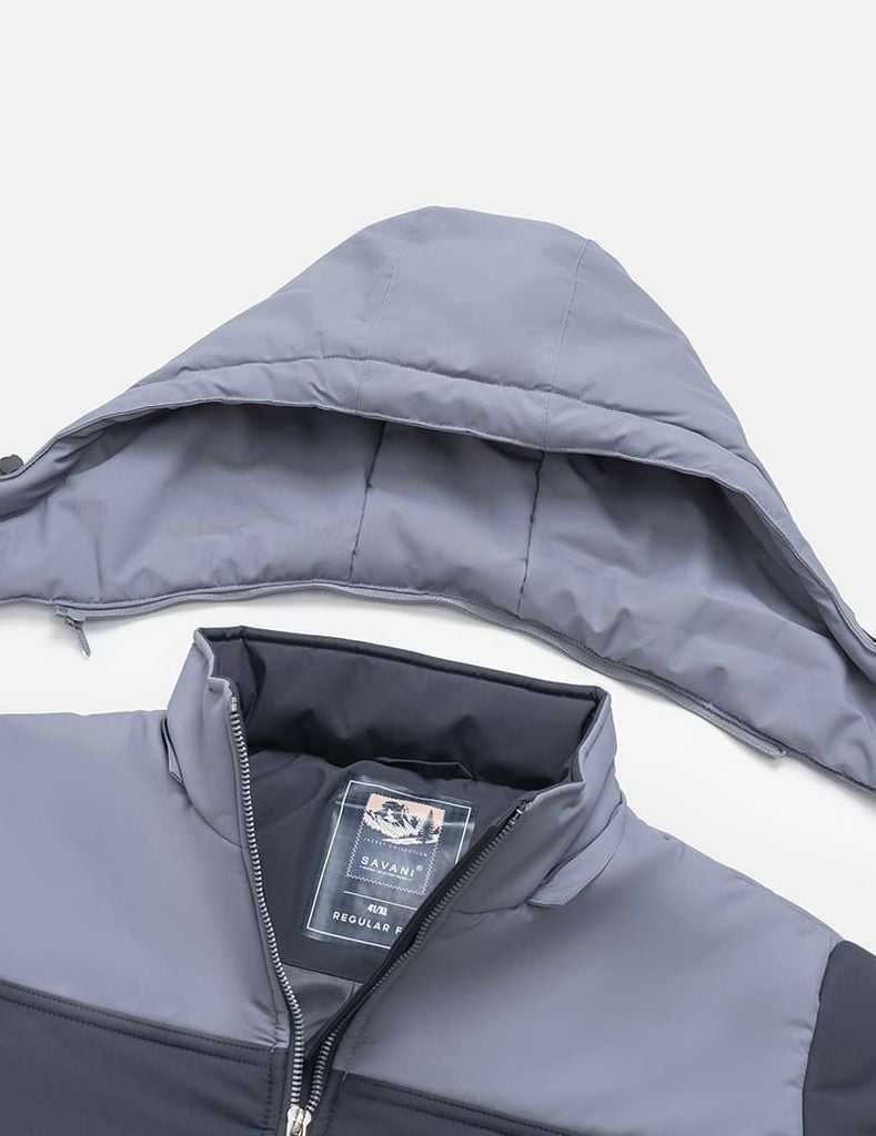 Áo phao chần bông nam mũ tháo rời