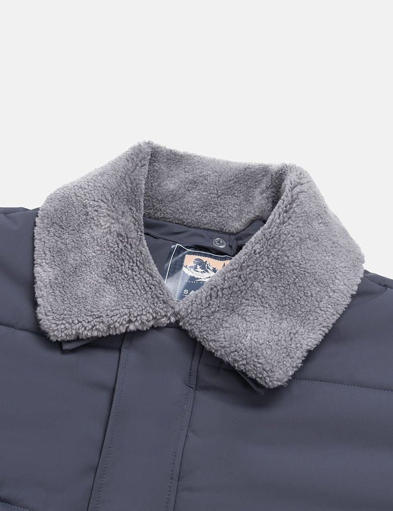 Áo chần bông nam cổ bẻ lông tháo rời