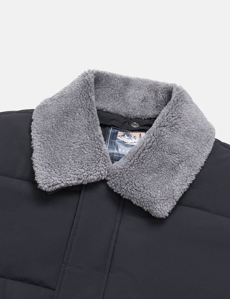 Áo chần bông nam cổ bẻ lông tháo rời