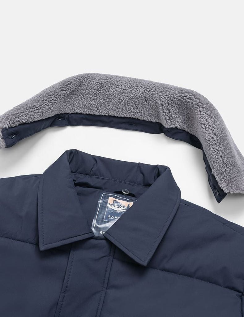 Áo chần bông nam cổ bẻ lông tháo rời