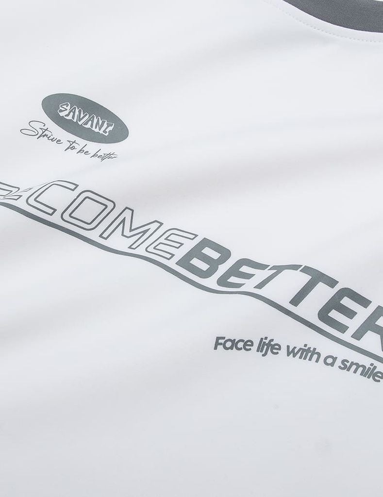 Bộ nỉ cổ tròn nam phối dọc 2 tay hình in trước ngực