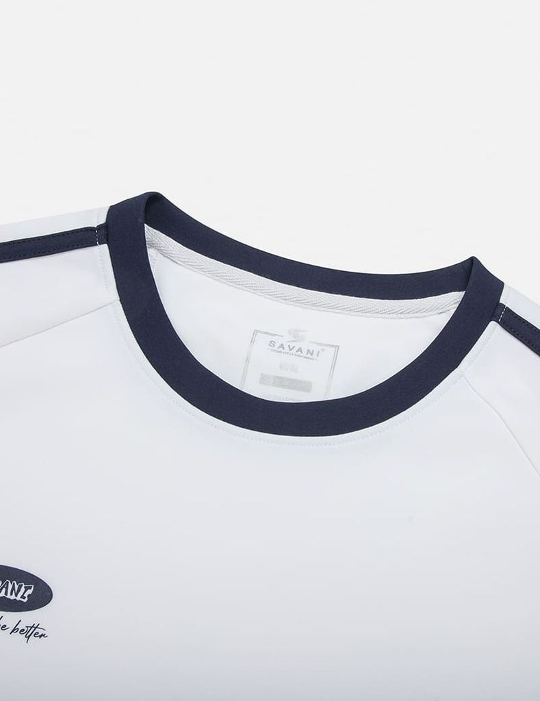 Bộ nỉ cổ tròn nam phối dọc 2 tay hình in trước ngực