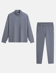 Bộ đồ đông 2 da nam cổ dựng quần suông