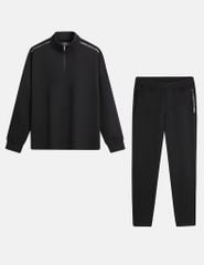 Bộ đồ đông 2 da nam cổ dựng quần suông