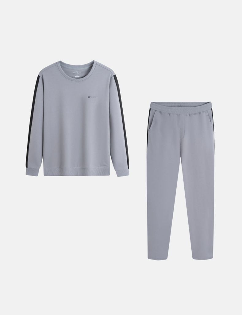 Bộ nỉ cổ tròn nam in logo trước ngực