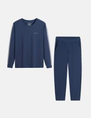 Bộ nỉ cổ tròn nam in logo trước ngực