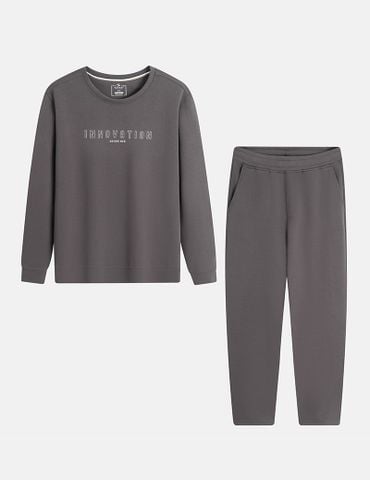 Bộ nỉ cổ tròn nam hình in trước ngực