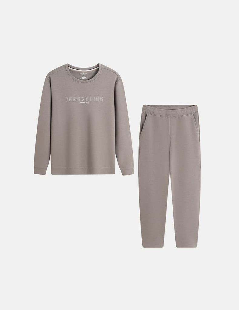 Bộ nỉ cổ tròn nam hình in trước ngực