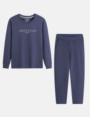 Bộ nỉ cổ tròn nam hình in trước ngực