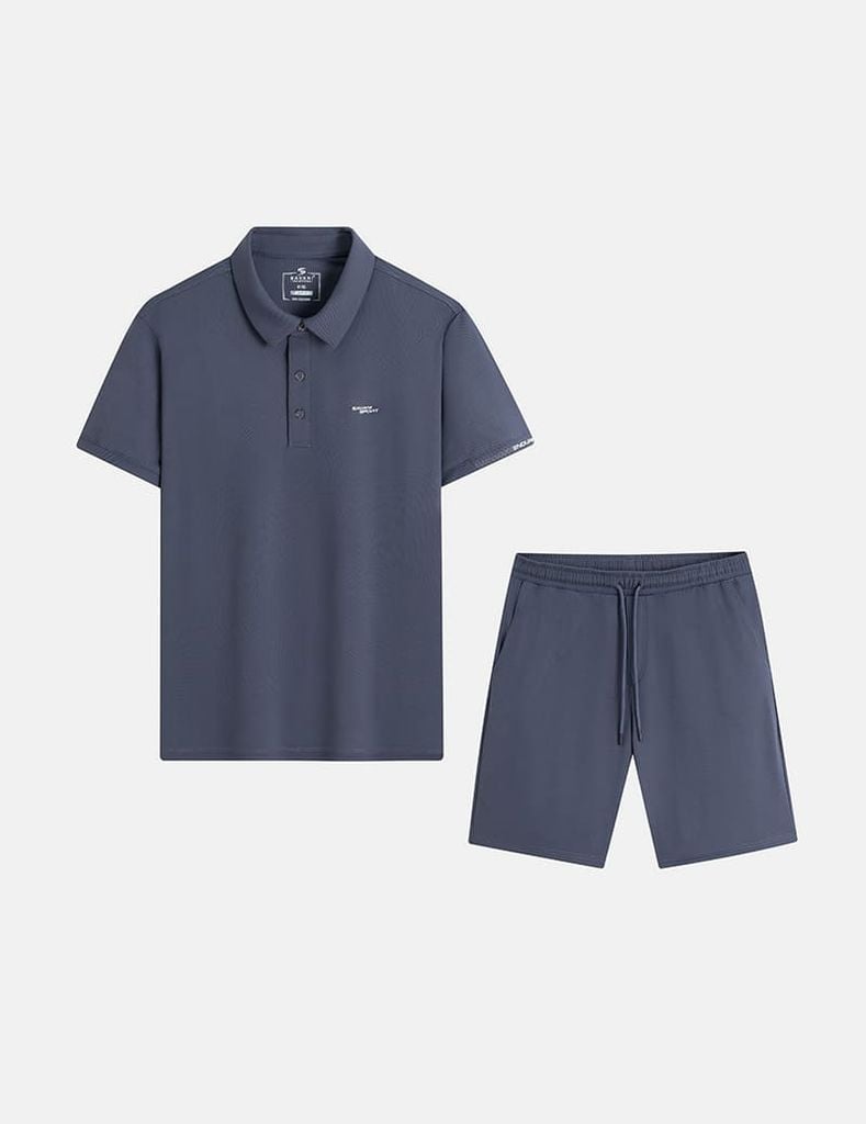 Bộ hè nam cổ bẻ hình in trước ngực