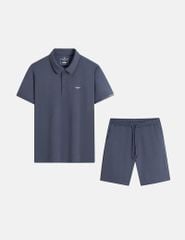 Bộ hè nam cổ bẻ hình in trước ngực