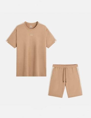 Bộ đồ hè nam phối dọc tay vai hình in trước ngực